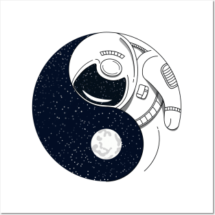 Nasa Astronaut Ying Yang Symbol Posters and Art